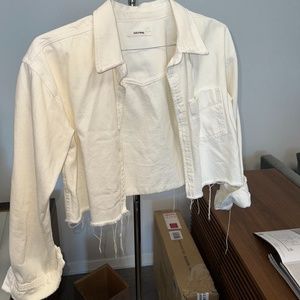 Cropped GRLFRND white denim top